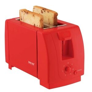 Better Chef Compact Two Slice Countertop Toaster in Red NIB